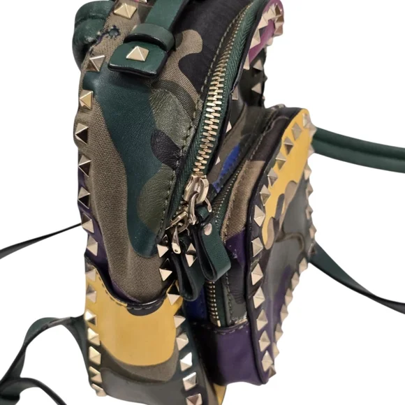 VALENTINO  Garavani Rockstud Leather Backpack Camouflage - Picture 7 of 16